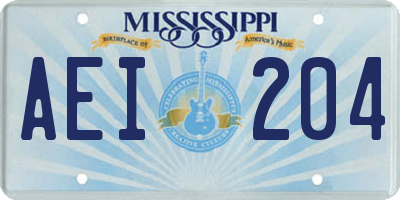 MS license plate AEI204