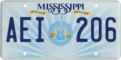 MS license plate AEI206