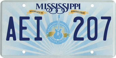 MS license plate AEI207