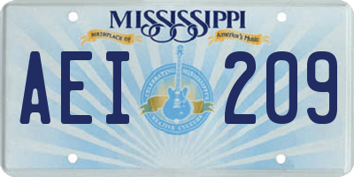 MS license plate AEI209