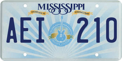 MS license plate AEI210