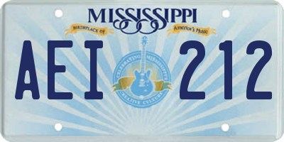 MS license plate AEI212