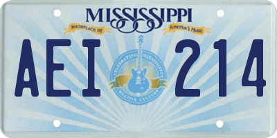 MS license plate AEI214