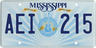 MS license plate AEI215