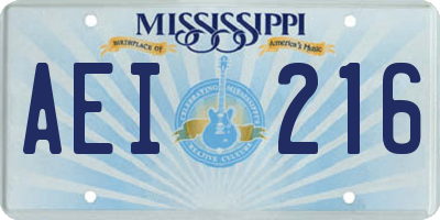 MS license plate AEI216