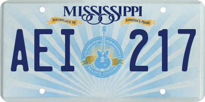MS license plate AEI217
