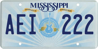 MS license plate AEI222