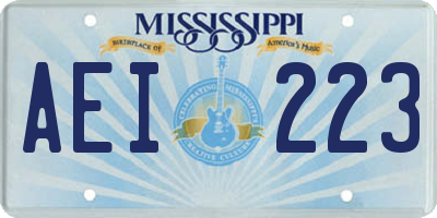 MS license plate AEI223
