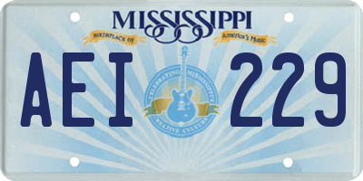 MS license plate AEI229