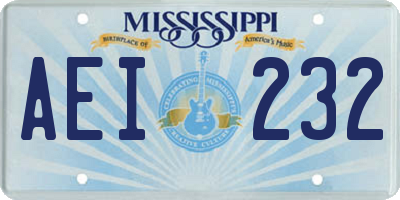 MS license plate AEI232