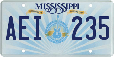 MS license plate AEI235