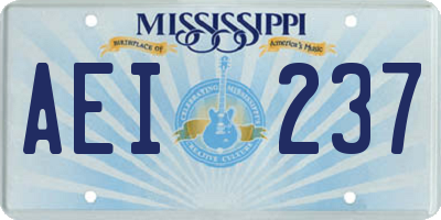MS license plate AEI237