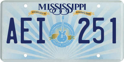 MS license plate AEI251