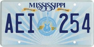 MS license plate AEI254