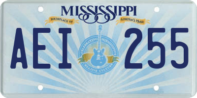 MS license plate AEI255
