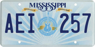 MS license plate AEI257