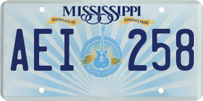 MS license plate AEI258