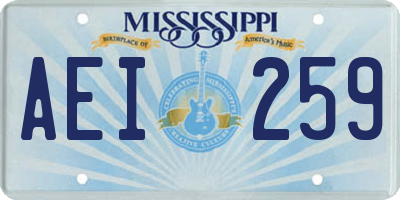 MS license plate AEI259