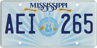 MS license plate AEI265