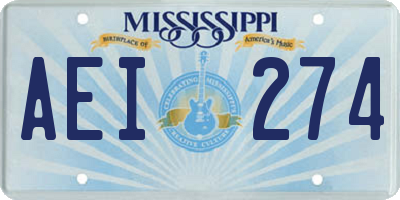 MS license plate AEI274