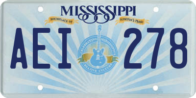 MS license plate AEI278