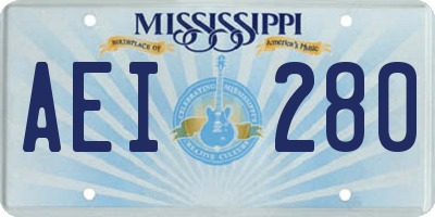 MS license plate AEI280