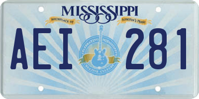 MS license plate AEI281