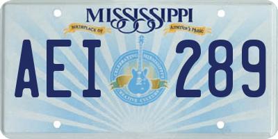 MS license plate AEI289