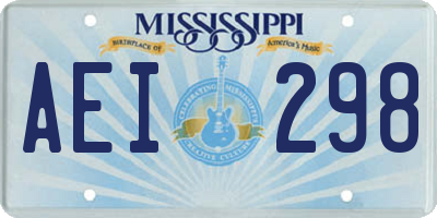 MS license plate AEI298