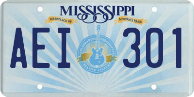 MS license plate AEI301