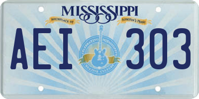MS license plate AEI303