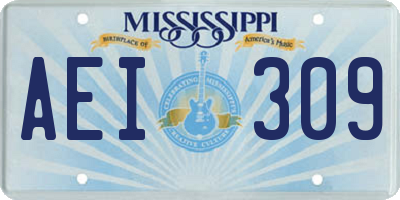 MS license plate AEI309