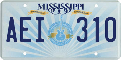 MS license plate AEI310