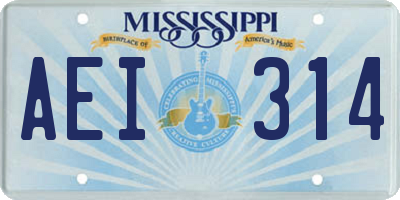 MS license plate AEI314