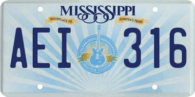 MS license plate AEI316