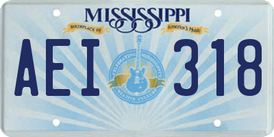 MS license plate AEI318