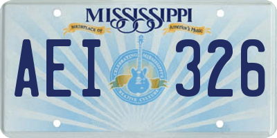 MS license plate AEI326
