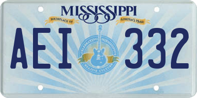 MS license plate AEI332