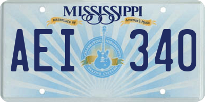 MS license plate AEI340