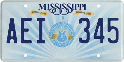 MS license plate AEI345