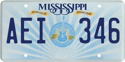 MS license plate AEI346