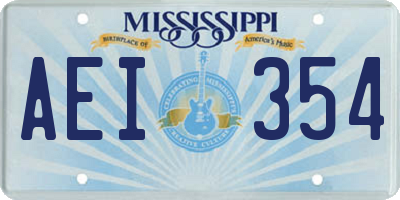 MS license plate AEI354