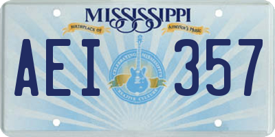 MS license plate AEI357