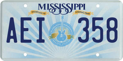 MS license plate AEI358