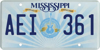 MS license plate AEI361