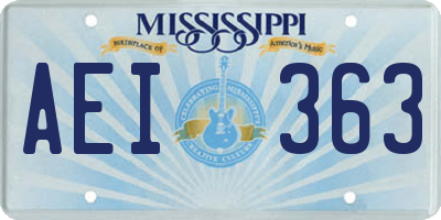 MS license plate AEI363
