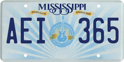 MS license plate AEI365