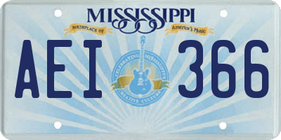 MS license plate AEI366