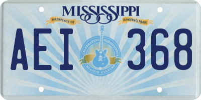 MS license plate AEI368