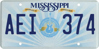 MS license plate AEI374